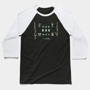 Pixel Art Plants and Ghost Green Baseball T-Shirt